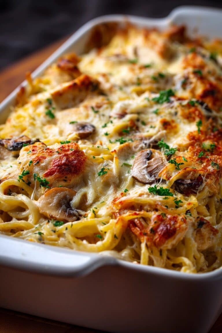 Mushroom Cauliflower Alfredo Pasta Bake Recipe