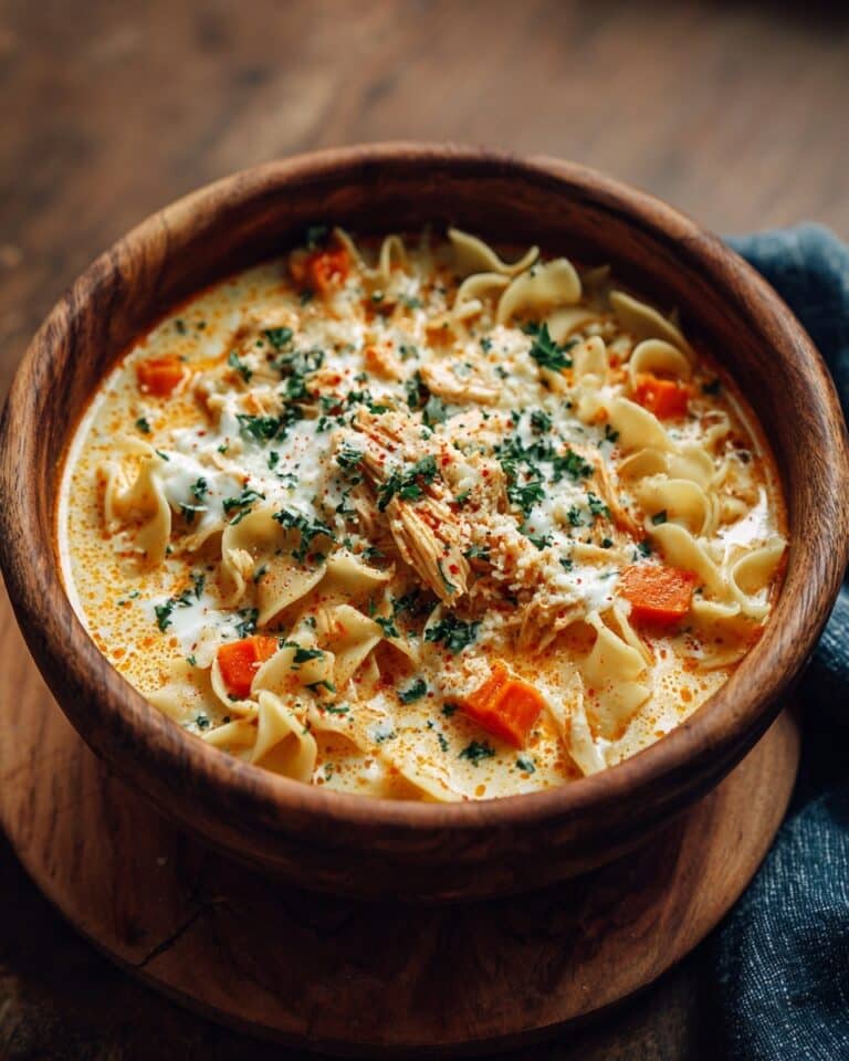Creamy Chicken Noodle Soup with Mini Croutons Recipe