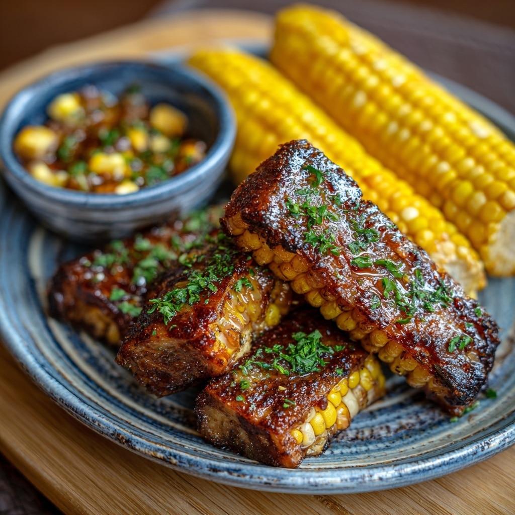 Air Fryer Corn Ribs with Cotija and Cilantro Lime Sauce Recipe - Recipe Image