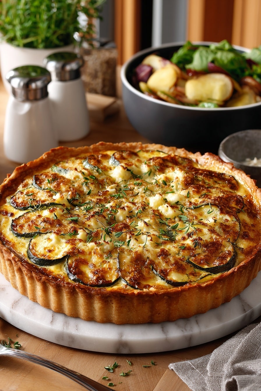 Potato Crust Quiche with Bacon, Chives, and Mozzarella Recipe - Recipe Image
