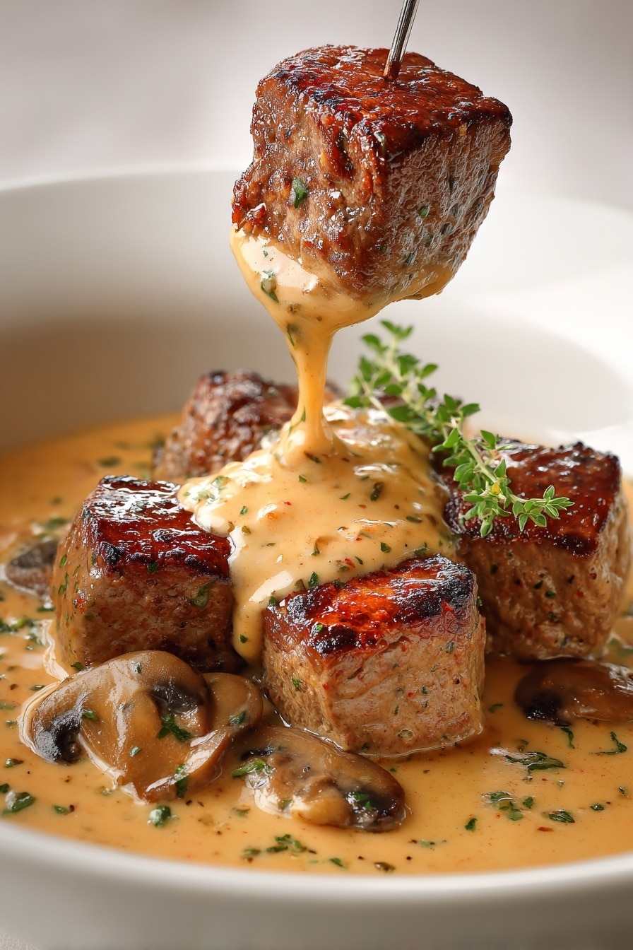Beef Tenderloin Tips with Mushroom Gravy Recipe - Recipe Image