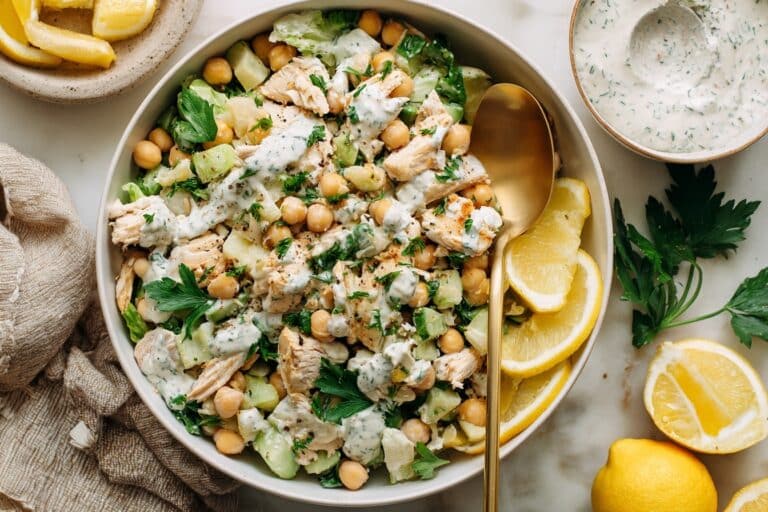 Spicy Chickpea and Roasted Cauliflower Bowl with Garlic Yogurt Sauce Recipe