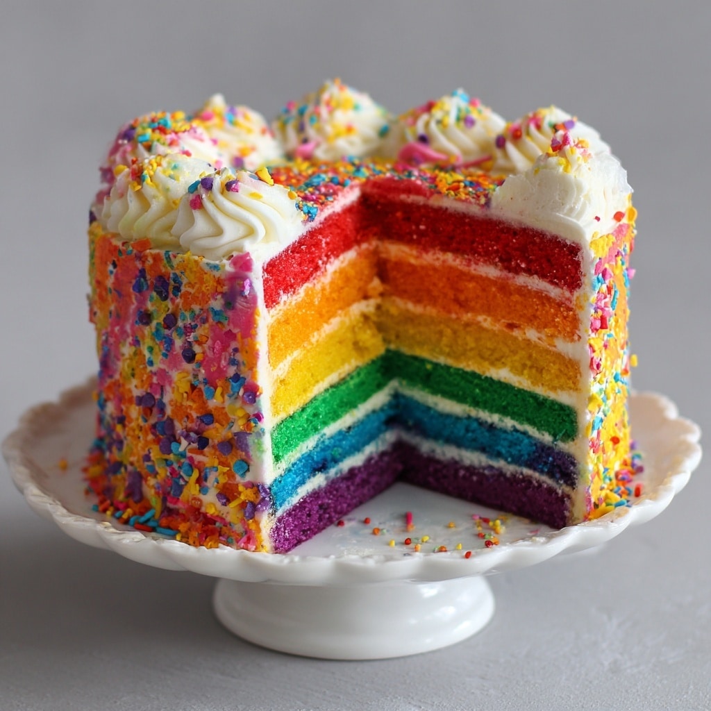 Vanilla Almond Rainbow Petal Cake Recipe - Recipe Image