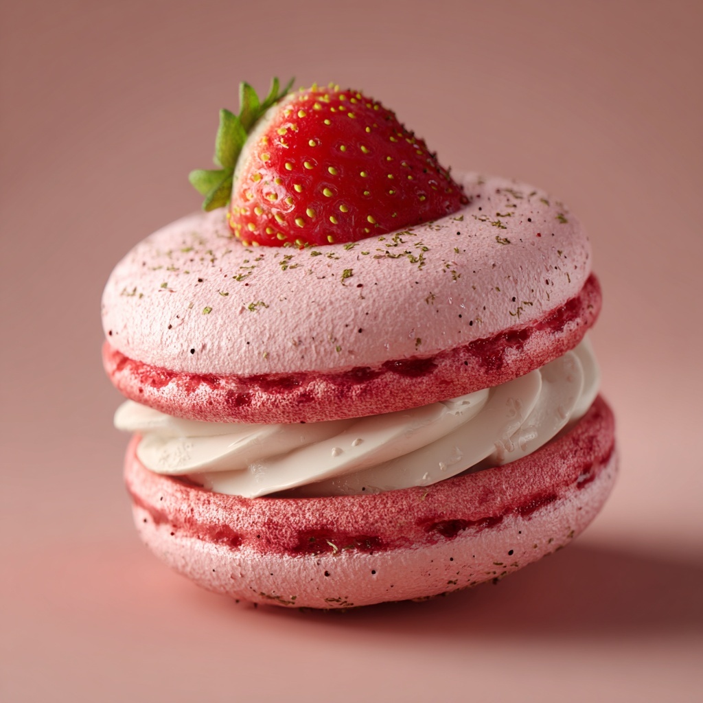 Strawberry Macarons with Strawberry Buttercream Filling Recipe - Recipe Image