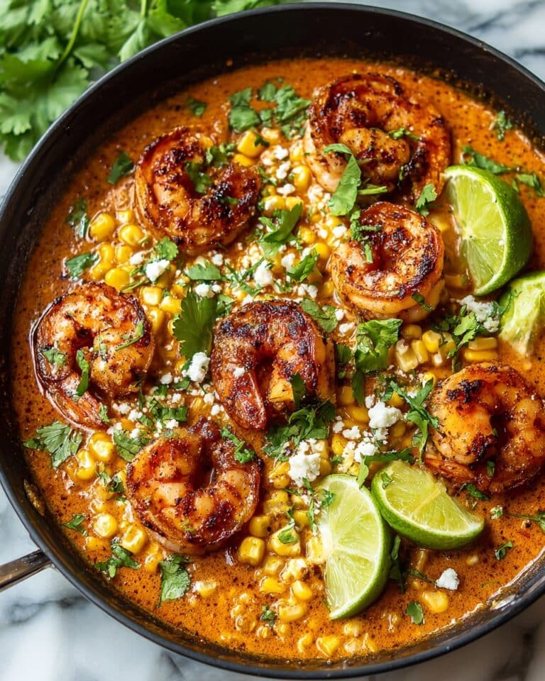Shrimp and Creamed Corn Skillet with Feta and Lime Recipe