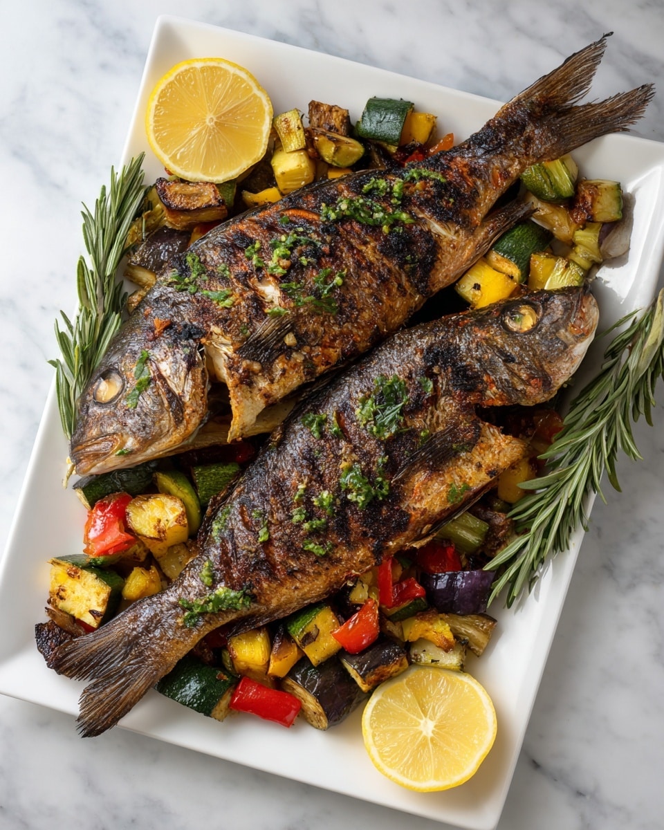Oven-Roasted Whole Fish with Ginger, Bell Pepper, and Herb Marinade Recipe - Recipe Image