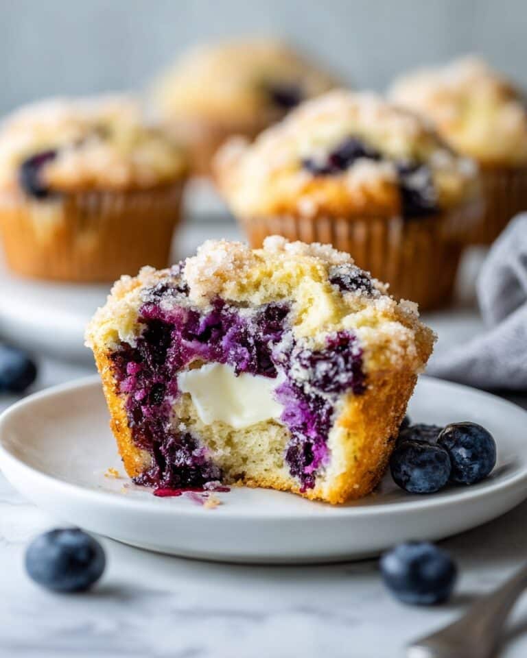 Blueberry Muffins with Cream Cheese Filling and a Sweet Icing Glaze Recipe